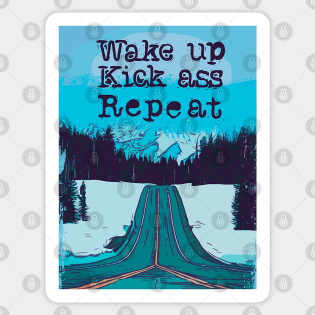 Running Wake Up, Kick, Repeat Sticker by FasBytes